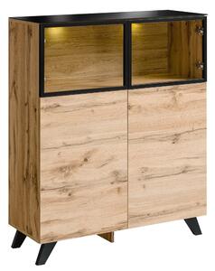 Torino Wooden Display Cabinet With 4 Doors In Wotan Oak