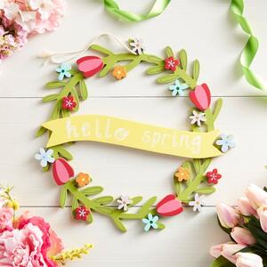 Hello Spring Wooden Wreath