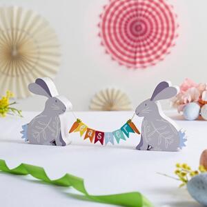 Wooden Easter Bunnies with Bunting Decoration