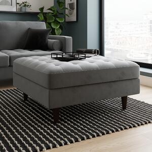 Zoe Square Velvet Footstool With Storage Steeple Grey
