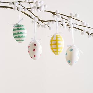 Set of 9 Printed Hanging Egg Decorations