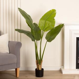 Artificial Real Touch Banana Tree in Black Plastic Plant Pot Green