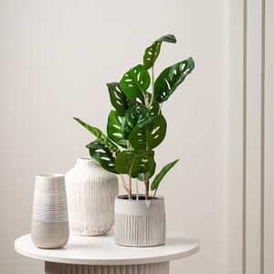 Artificial Real Touch Monstera in Black Plastic Plant Pot Green