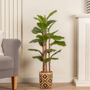Artificial Fiddle Leaf Fig in Bamboo Plant Pot Green