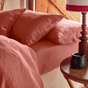 Burnt Orange 100% Linen Fitted Sheet | Super King | Piglet in Bed