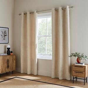 Chenille Striped Corduroy Thermal Eyelet Curtain Cream