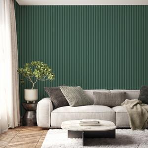 Ribbed Panel Effect Wallpaper Emerald