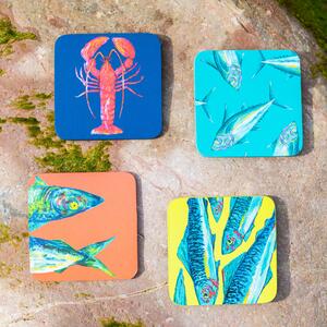 Pack of 4 Rockfish Coasters Blue