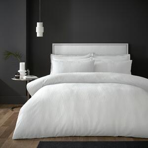 Hotel Geometric Jacquard White Duvet Cover & Pillowcase Set White