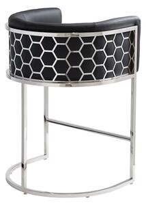 Alveare Counter Stool Silver – Black Faux Leather