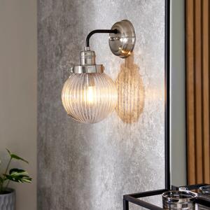 Broden Ribbed Chrome Wall Light Silver