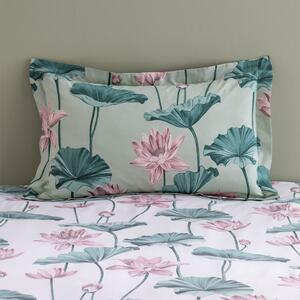Lilypad Blush Oxford Pillowcase Green/Pink