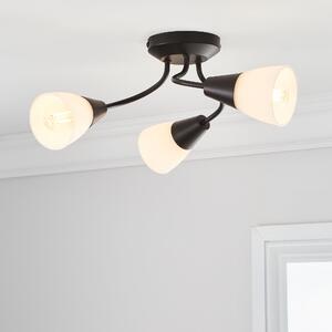 Ordway Frosted 3 Light Black Ceiling Fitting Black