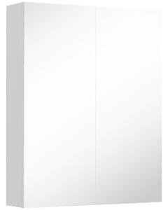 HOMCOM Wall Mounted Mirror Cabinet, Wooden Bathroom Storage with Adjustable Shelf, Double Door, 60Wx15Dx75H cm, White Aosom UK