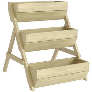 Outsunny 3-Tier Build up Garden Beds, Wooden Elevated Flower Beds, Outdoor, Garden, 120 x 68 x 80cm, Green Aosom UK