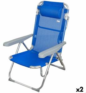 Beach Chair Aktive Foldable Blue 48 x 90 x 60 cm (2 Units)