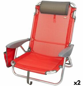 Folding Chair with Headrest Aktive Menorca Red 51 x 76 x 45 cm (2 Units)