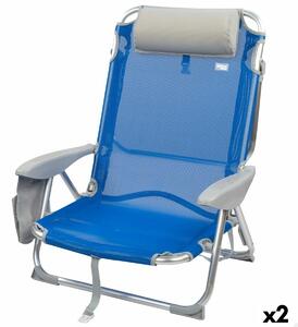 Folding Chair with Headrest Aktive Gomera Blue 51 x 76 x 45 cm (2 Units)