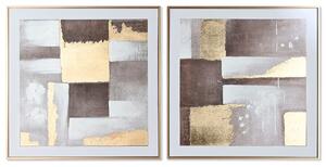 Painting Home ESPRIT Brown Golden Abstract Modern 80 x 4 x 80 cm (2 Units)