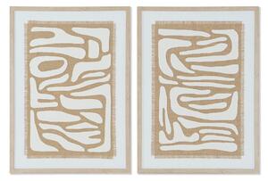 Painting Home ESPRIT White Beige Abstract Scandinavian 52,7 x 2,5 x 72,5 cm (2 Units)