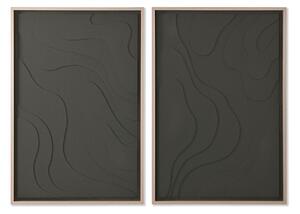 Painting Home ESPRIT Green Beige Dark grey polystyrene MDF Wood Abstract Scandinavian (2 Units)