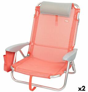 Folding Chair with Headrest Aktive Flamingo Coral 51 x 76 x 45 cm (2 Units)