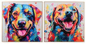 Painting Home ESPRIT Modern Dog 80 x 3 x 80 cm (2 Units)