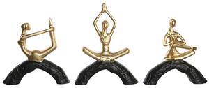 Decorative Figure DKD Home Decor 28 x 7 x 35 cm 28 x 8 x 36 cm Black Golden Yoga (3 Units)