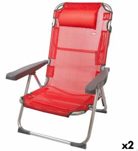 Folding Chair with Headrest Aktive Menorca Red 48 x 90 x 60 cm (2 Units)