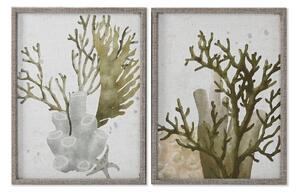 Painting Home ESPRIT Green Coral Mediterranean 45 x 2 x 60 cm (2 Units)