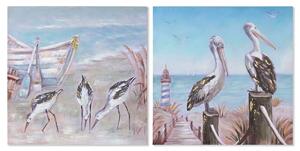 Painting Home ESPRIT Birds Mediterranean 80 x 3 x 80 cm (2 Units)