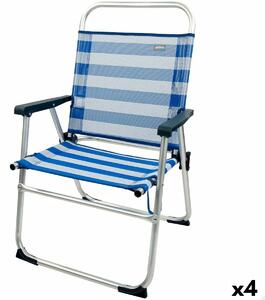 Beach Chair Aktive Blue White 48 x 88 x 50 cm Aluminium Foldable (4 Units)