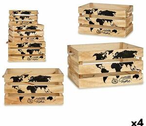 Set of decorative boxes GiftDecor YY182102C8 Black Natural Wood 35 x 25 x 18 cm 30 x 20 x 16 cm 40 x 20 x 30 cm (4 Units)