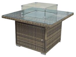 Maxton Rattan Garden Firepit Dining Table In Natural Brown