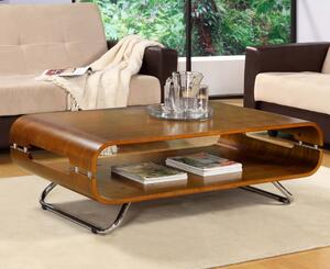 Flourtown Wooden Coffee Table With Chrome Legs In Walnut