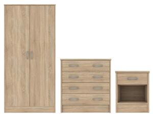Babylon Wooden Bedroom Set With 2 Doors Wardrobe In Oak