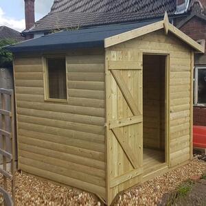 Amersham Garden 8x6ft Wooden Heavy Duty Apex Shed in Natural