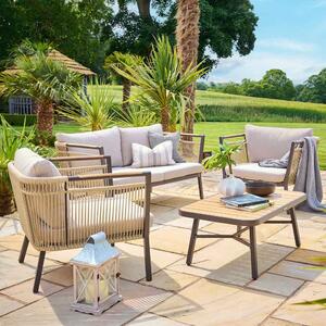Porta Aluminium Garden Lounger Set with Coffee Table in Grey and Stone