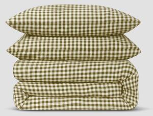 Botanical Green Gingham Linen Blend Duvet Set | Single | Piglet in Bed