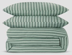 Pine Green Pembroke Stripe Linen Blend Duvet Set | Single | Piglet in Bed