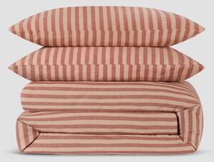 Sandstone Red Pembroke Stripe Linen Blend Duvet Set | Single | Piglet in Bed