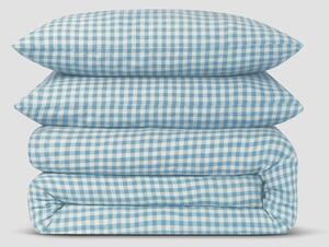 Warm Blue Gingham Linen Blend Duvet Set | Single | Piglet in Bed