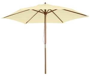 Outsunny 2.5m Wood Wooden Garden Parasol Sun Shade Patio Outdoor Umbrella Canopy New(Beige) Aosom UK