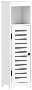 HOMCOM Bathroom Floor Cabinet, Bathroom Storage Unit with Louvered Door, Open Shelf, Adjustable Shelf, White, 22 x 20 x 75 cm