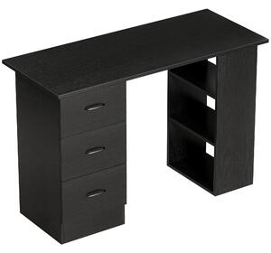 HOMCOM Computer Desk, Writing Table, PC Workstation with 3 Storage Shelves and Drawers, Handle, for Home Office, Black