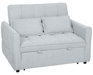 HOMCOM 2 Seater Sofa Bed, 3-in-1 Convertible Sleeper Sofa with Click-clack Adjustable Backrest and 2 Pillows, Light Grey