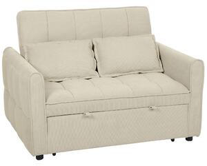 HOMCOM 2 Seater Sofa Bed, 3-in-1 Convertible Sleeper Sofa with Click-clack Adjustable Backrest and 2 Pillows, Light Brown