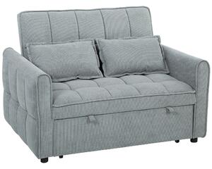 HOMCOM 2 Seater Sofa Bed, 3-in-1 Convertible Sleeper Sofa with Click-clack Adjustable Backrest and 2 Pillows, Grey