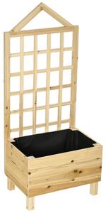 Outsunny Garden Planters with Trellis for Vine Climbing, Distressed Wooden Raised Beds, 90x43x150cm, Natural Tone