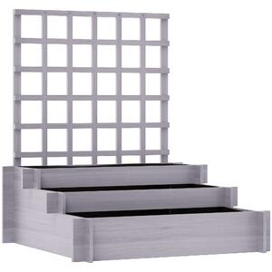 Outsunny 3 Tier Garden Planters with Trellis for Vine Climbing, Wooden Raised Beds, 95x95x110cm, Grey